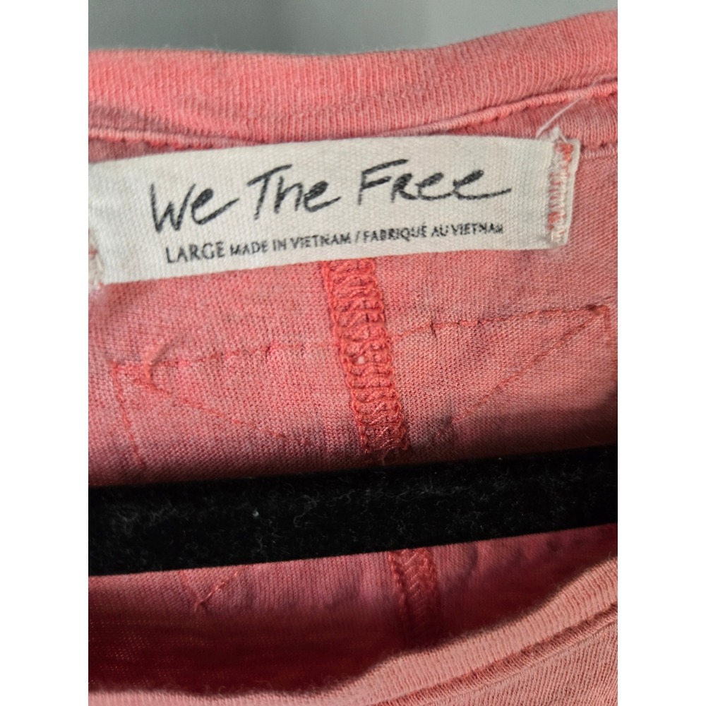 We The Free Nina Tee Coral Oversized Boxy Size Large Raw Hem - Picture 5 of 8